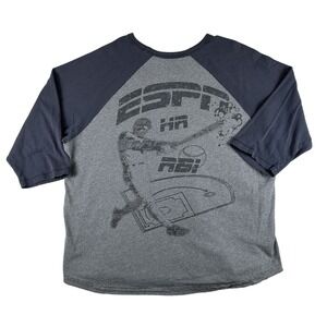 Vintage ESPN Shirt Mens XL 3/4 Sleeve Raglan HR RBI Baseball Graphic Logo Y2K